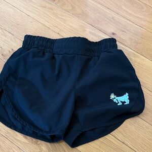 Girls' Black Active Shorts with Blue Cartoon Patch